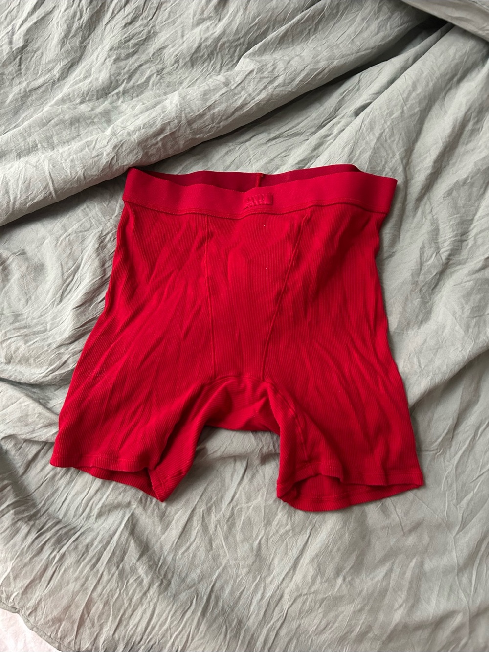 SKIMS Ribbed Red Women's Boxer Briefs